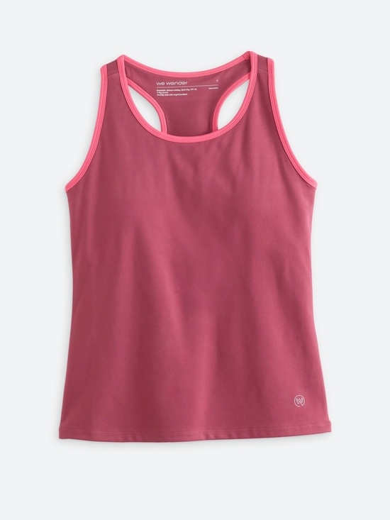 We Wander Tops - Wander Berry Pink Racerback Tank with Contrast Trim